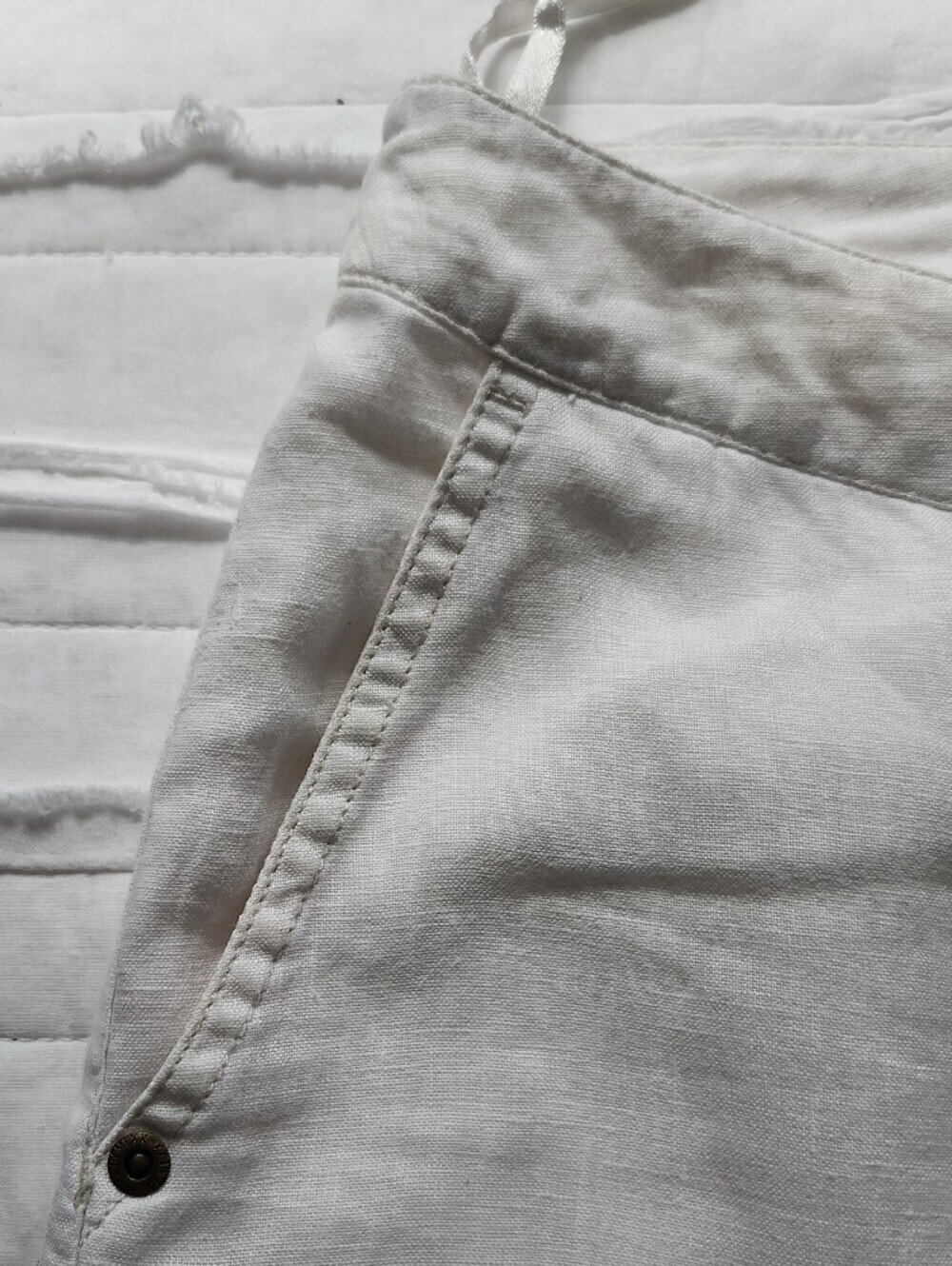 White 100% Linen Wide Leg Cargo Pants MEXX Size 8 Coastal Summer Resort - Picture 8 of 12